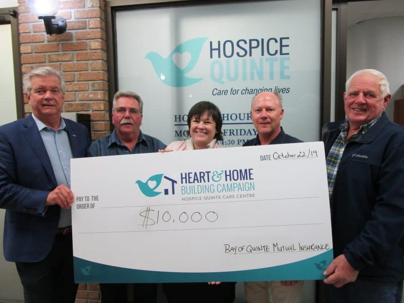 Hospice Quinte Bay of Quinte Mutual Insurance Donation BOQ Mutual Insurance Donation