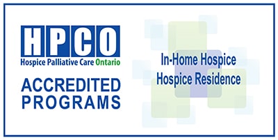 Hospice Palliative Care Ontario Accredited Programs badge for In-Home Hospice and Hospice Residence